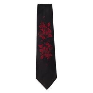 Dolce & Gabbana Cravatte Black and Red Leaf Print Tie Perfect for Fall Autumn
